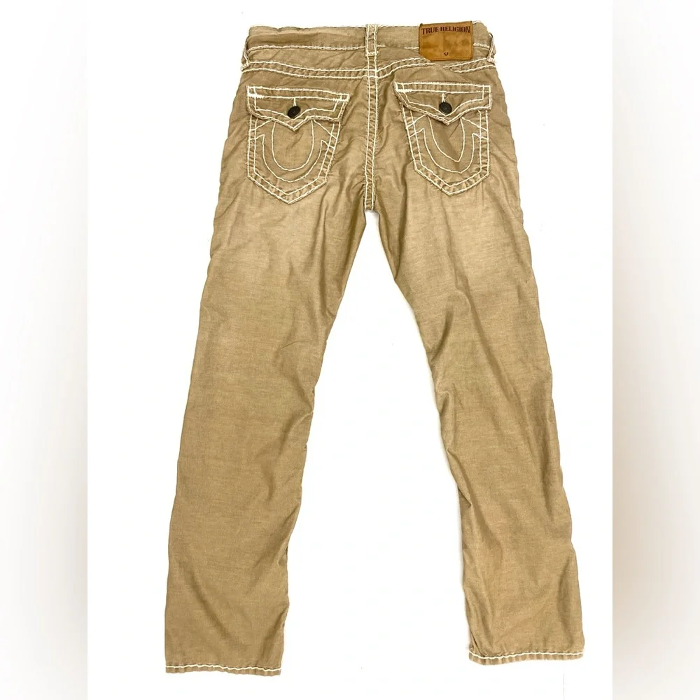 True Religion Men’s Tan Ricky Corduroy Super T-Stitch Relaxed Straight Leg Pant